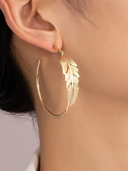 Leaf Design Cuff Hoop Earrings