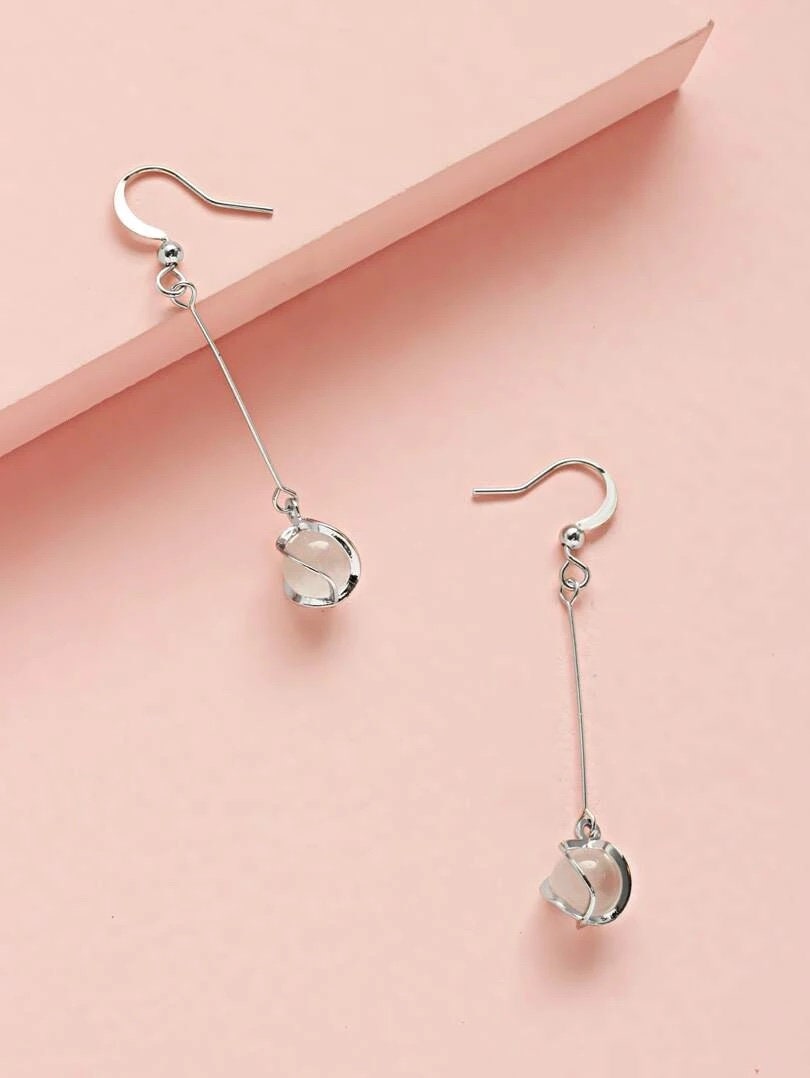 Stone Charm Drop Earrings