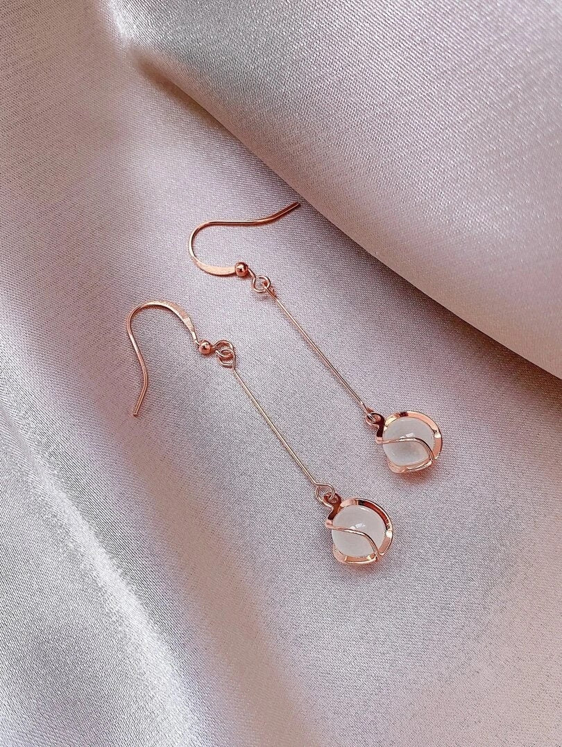 Stone Charm Drop Earrings