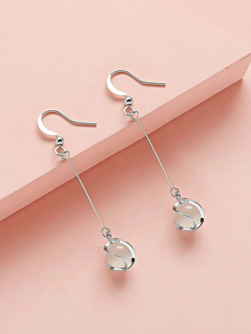 Stone Charm Drop Earrings