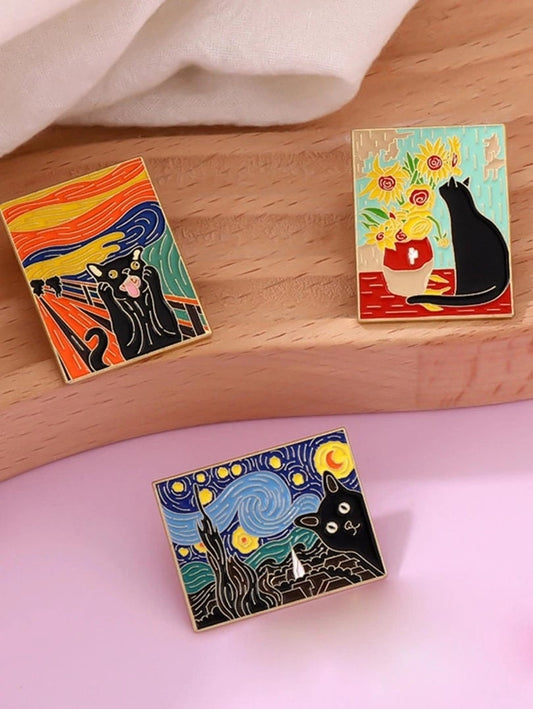 Van Gogh Cartoon Graphic Brooch