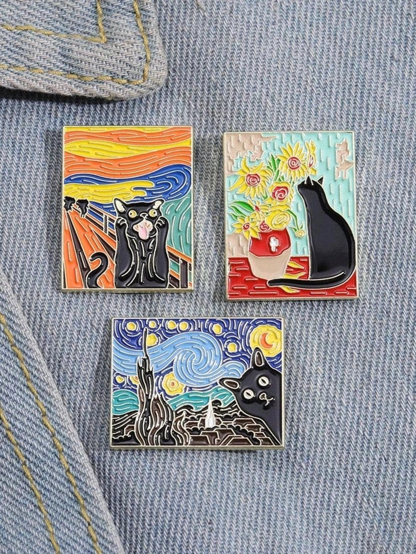 Van Gogh Cartoon Graphic Brooch