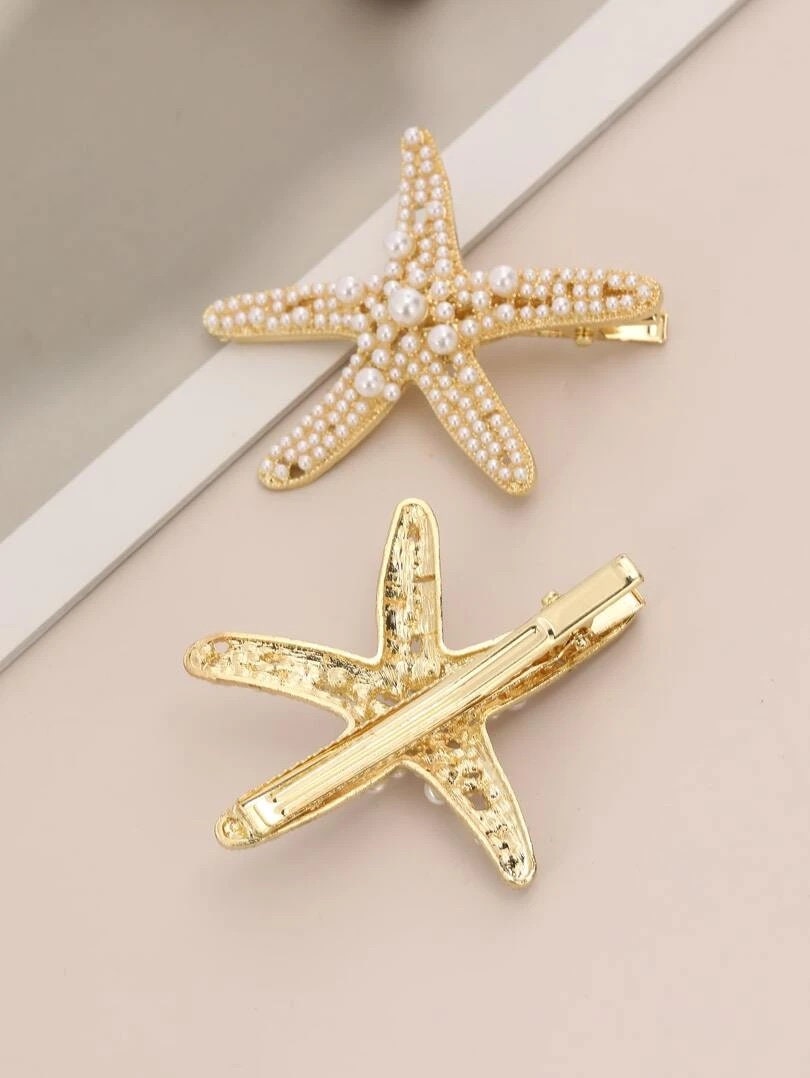 Faux Pearl Starfish Hair Clip