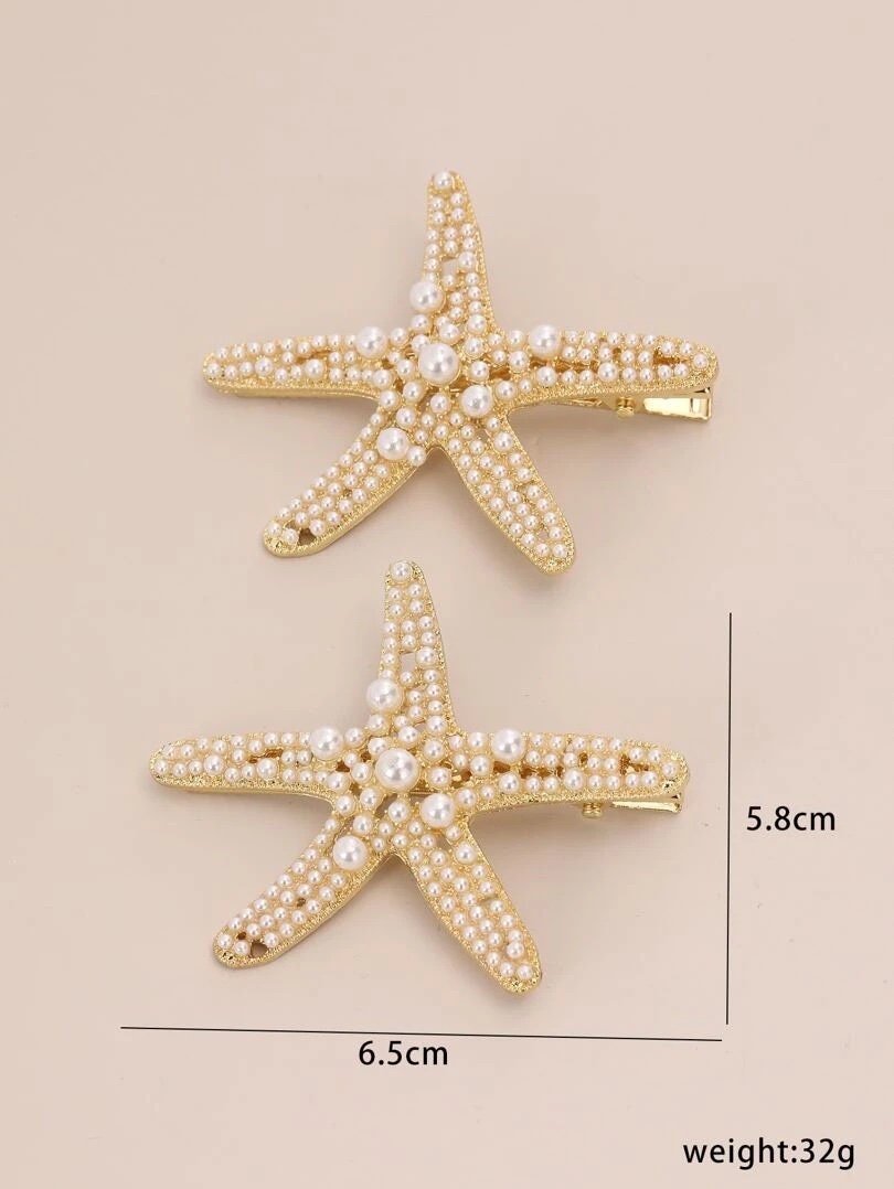 Faux Pearl Starfish Hair Clip