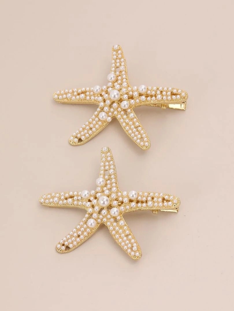 Faux Pearl Starfish Hair Clip